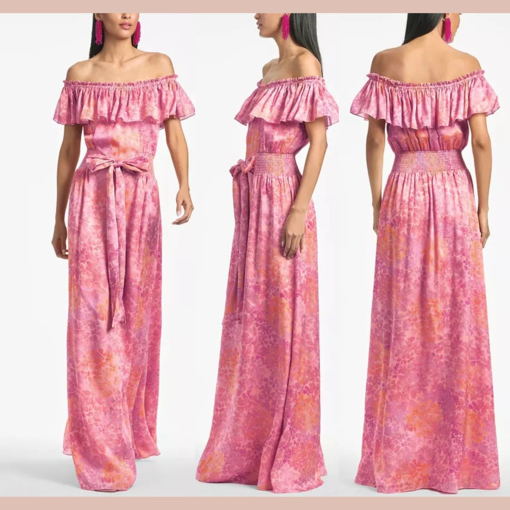 NWT $425 Sachin & Babi [ 16W ] Pastel Sunset Off Shoulder Nikki Dress Pink S1906